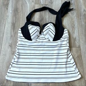 NWT Figleaves Amalfi 38E Tankini Top black white stripe